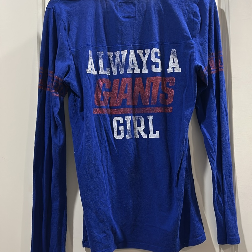 Victoria's Secret vintage PINK New York Giants shimmer Jersey like top size M - Picture 11 of 11
